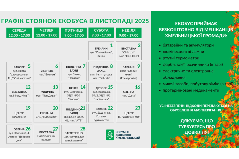 графік Екобуса: дізнайтеся, коли та куди нести небезпечні відходи (відео)